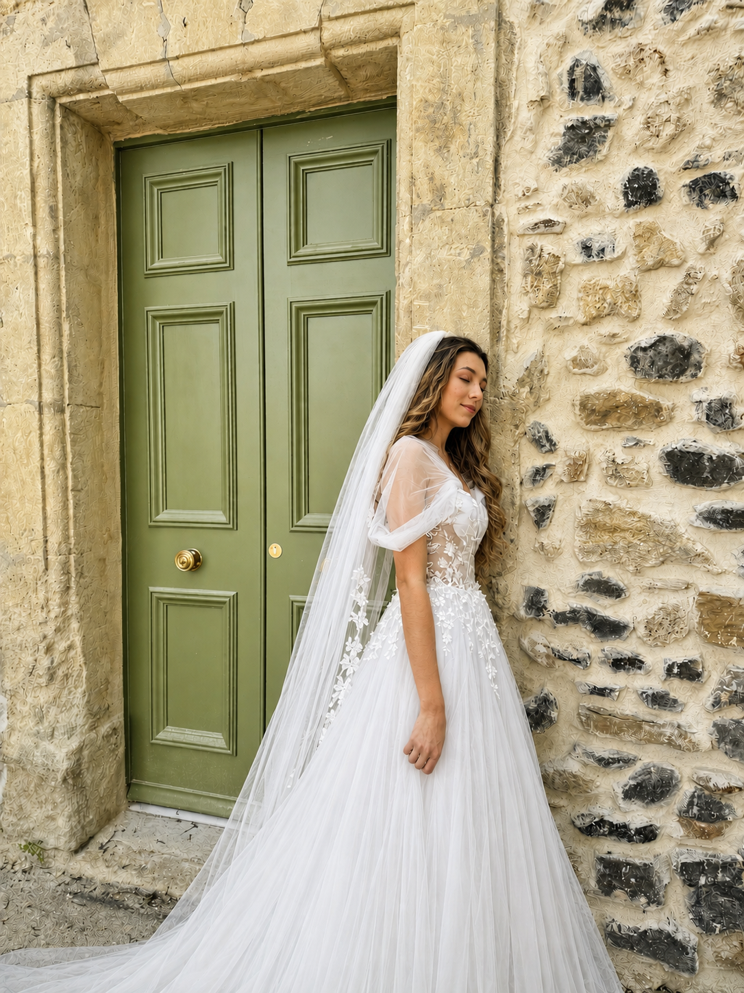 la mariee devant la chapelle